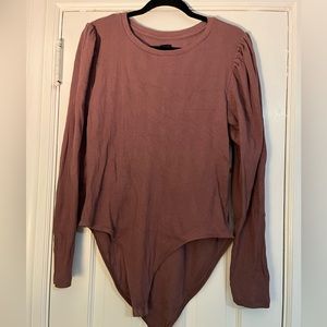 Purple long sleeved ribbed bodysuit
